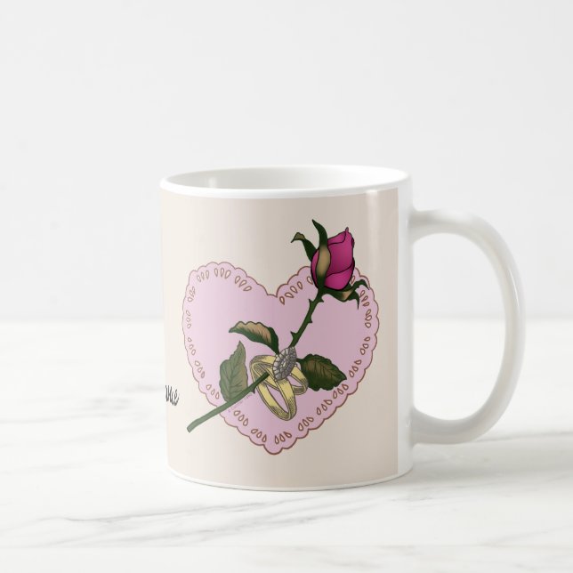 Hjärtringar Rose bröllopsmugg Kaffemugg (Höger)