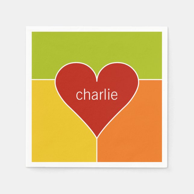 Hjärtrytm anpassade monogramservetter i papper pappersservett (Framsidan)