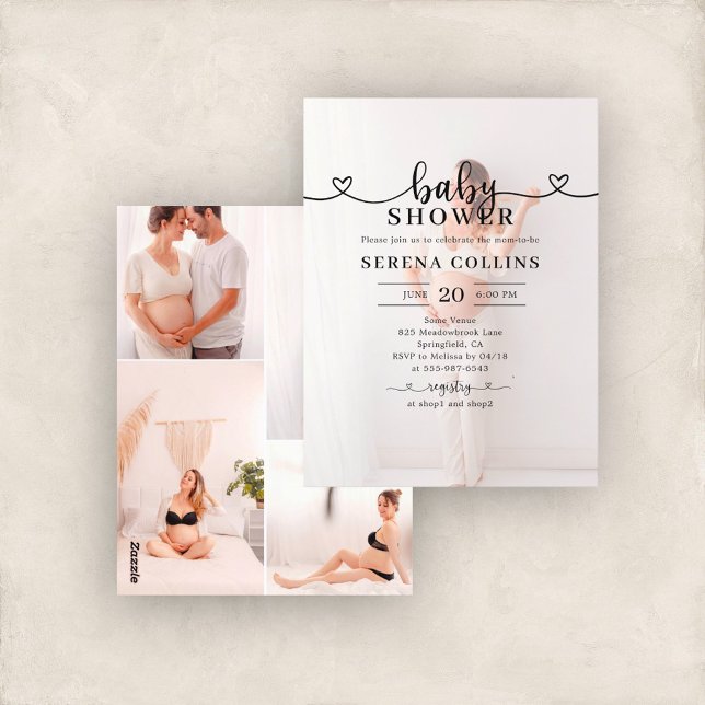 Hjärtrytmer 4 Foto Baby Shower Vykort (Skapare uppladdad)