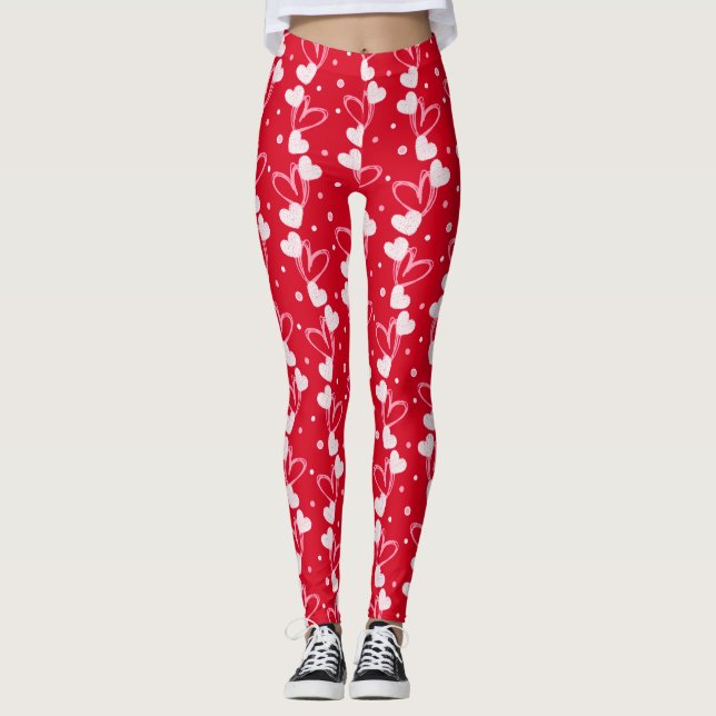 Hjärtrytmmotivet, Röd, Leggings (Framsida)