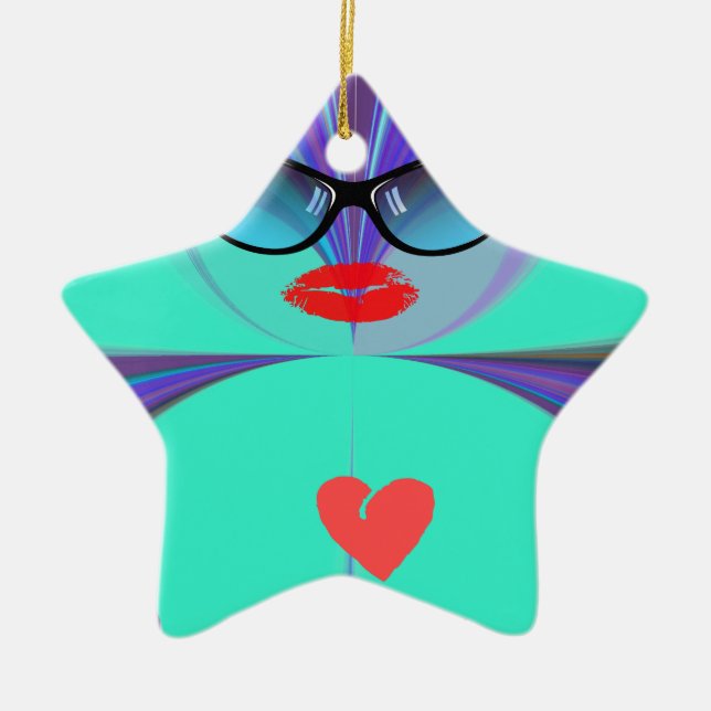 Hjärtselfie Julgransprydnad Keramik (Framsidan)