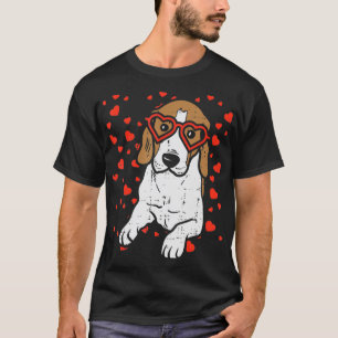 Hjärtsglasögon Beagle Valentines day Pet Hund älsk T Shirt