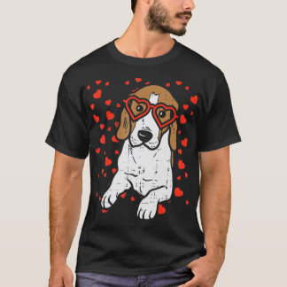 Hjärtsglasögon Beagle Valentines day Pet Hund älsk T Shirt