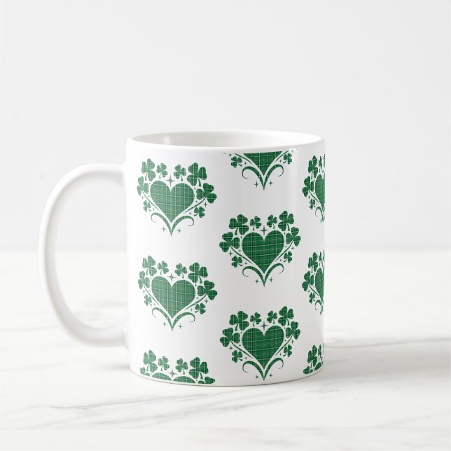 Hjärtsjälvä Plaid Grön Klassisk Klöver Kaffemugg (Vänster)