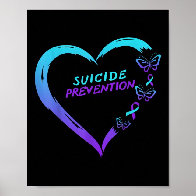 Hjärtsjälvmordsmedvetenhet för fjärilsförebyggande poster (Framsidan)