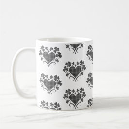 Hjärtsjälvplaid grå tartan klöver kaffemugg