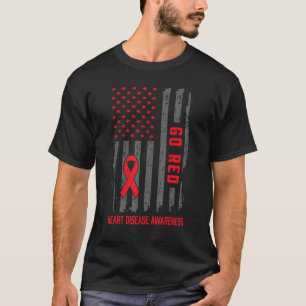 Hjärtsjukdom American Flagga go Red Heart Disease T Shirt