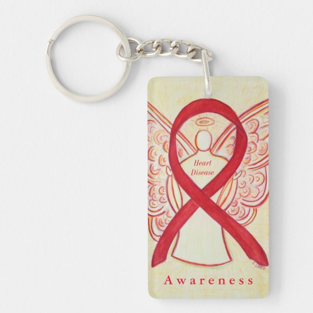 Hjärtsjukdom Angel Red Awareness Ribbon Keychain (Framsidan)