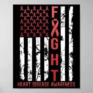 Hjärtsjukdom Medvetenhet Februari Usa Flagga Band Poster