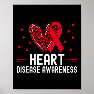 Hjärtsjukdom Medvetenhet om Shirt Chd Bära Red Poster