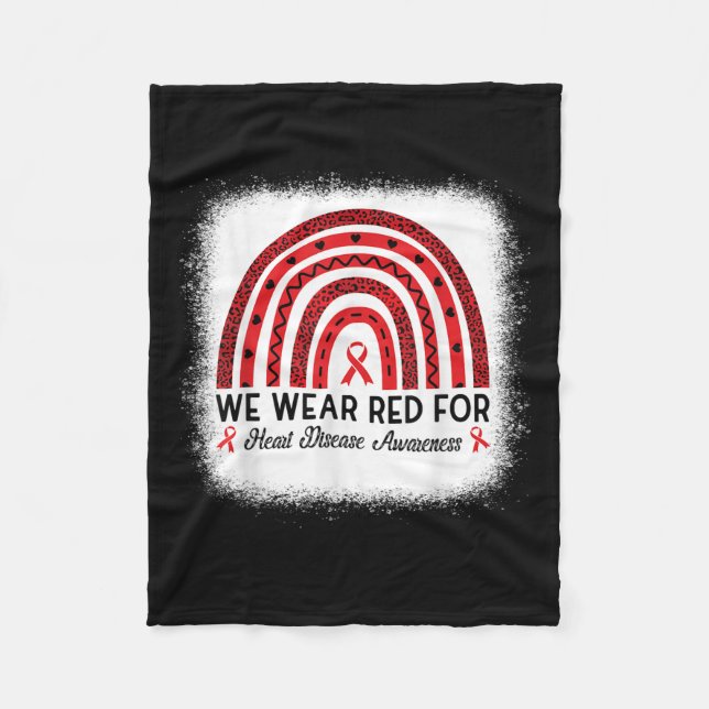 Hjärtsjukdom Medvetenhet Regnbåge Gå Rött hjärta Fleecefilt (Framsidan)
