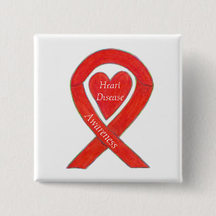 Hjärtsjukdom Medvetenhet Rött Hjärtat Ribbon Pin Knapp