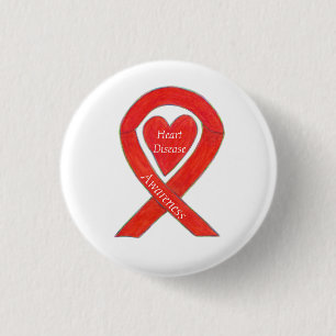 Hjärtsjukdom Medvetenhet Rött Hjärtat Ribbon Pin Knapp
