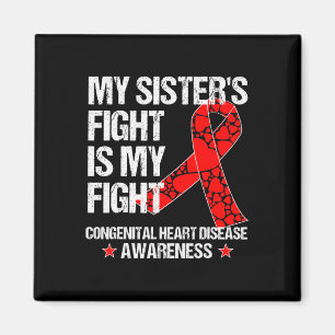 Hjärtsjukdom Medvetenhet T Shirt Chd Sister Red Magnet