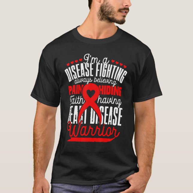 Hjärtsjukdom Ökad medvetenhet Ribbon Disease T Shirt (Framsida)