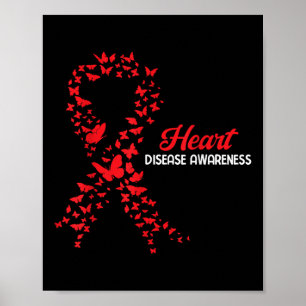 Hjärtsjukdomar Medvetenhet Butterfly Go Red Heart Poster