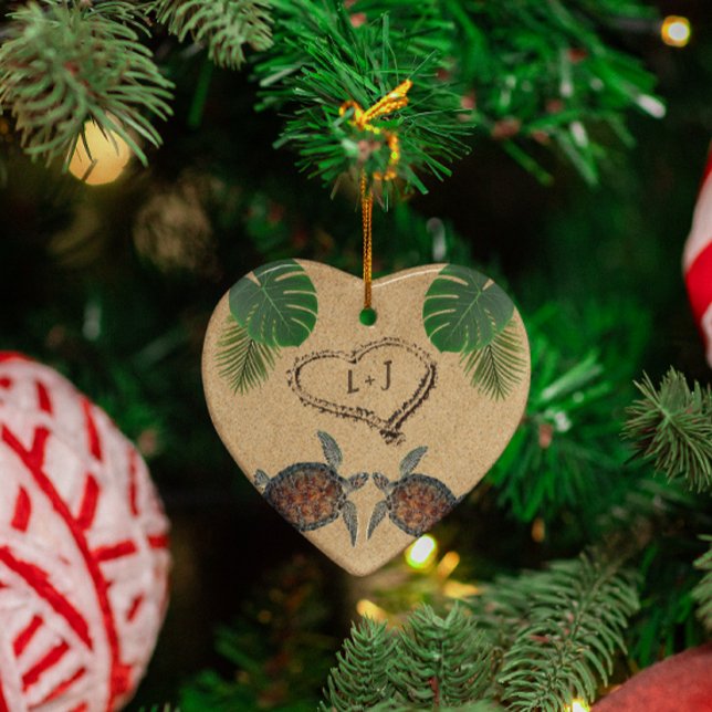Hjärtsköldpaddor och Handflatan Julgransprydnad Keramik (Skapare uppladdad)