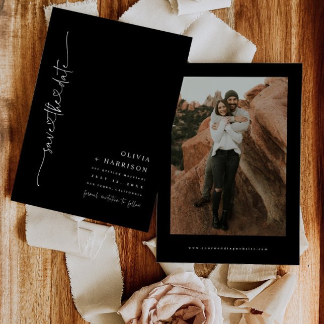 Hjärtskript-fotokort för Spara datum meddelande (Skapare uppladdad)