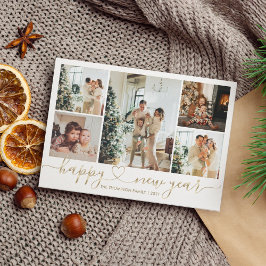 Hjärtskript Guld Gott nytt år 5 Photo Helgdag Julkort