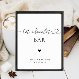 Hjärtskript Hett Chocolate Pub Winter-bröllopsteck Poster