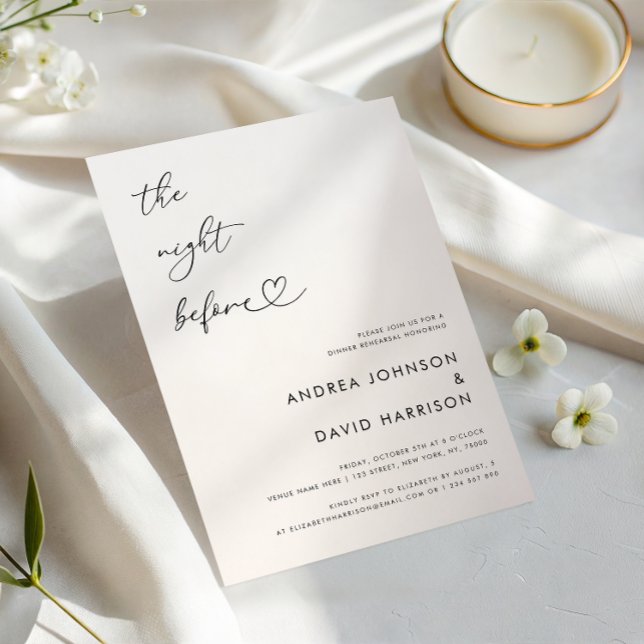 Hjärtskript natten före repetitionsmiddag inbjudningar (Skapare uppladdad)