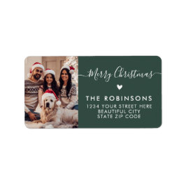 Hjärtskript - Returadress för fotoGrönt - jul Adressetikett
