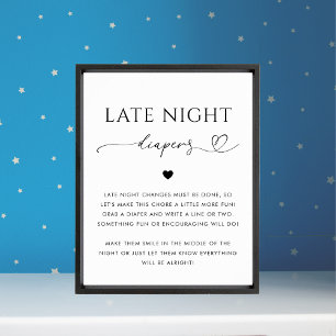 Hjärtskript Sent natt dagslips Babyskylt Poster