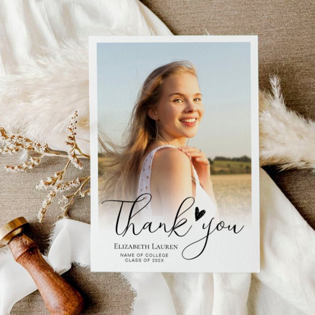 hjärtskript studenten tack för ditt fotokort kort (Skapare uppladdad)