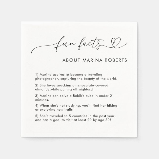 Hjärtskriptfoto Student Studenten Roligt Facts Pappersservett (Framsidan)