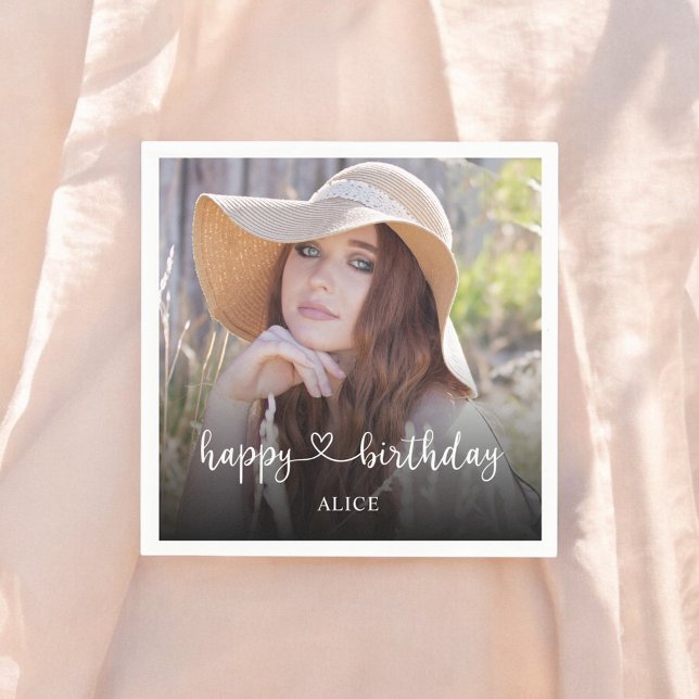 Hjärtskriptkalligrafi - foto Grattis på födelsedag Pappersservett (Skapare uppladdad)