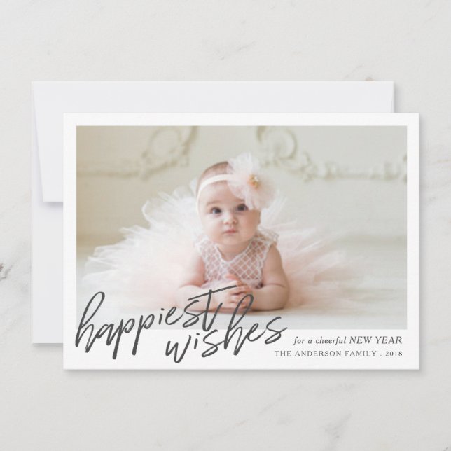 Hjärtskriven foto med handskriven Önskemål Julkort (Framsida)