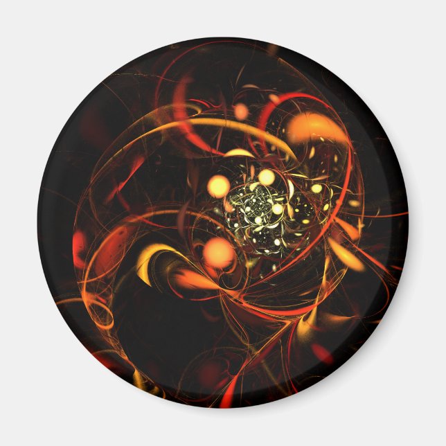 Hjärtslag Abstrakt Art Round Magnet (Framsidan)