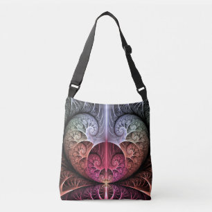 Hjärtslag, Abstrakt Surreal Fantasi Fraktal Konst Axelväska