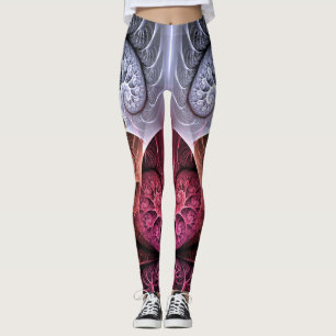 Hjärtslag, Abstrakt Surreal Fantasi Fraktal Konst Leggings