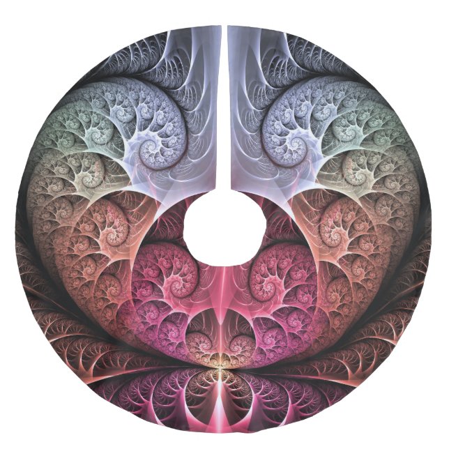 Hjärtslag, Abstrakt Surreal Fantasy Fractal Art Julgransmatta Borstad Polyester (Framsidan)