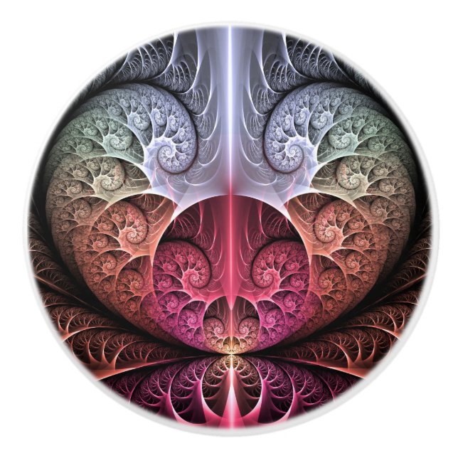 Hjärtslag, Abstrakt Surreal Fantasy Fractal Art Knopp (Framsidan)