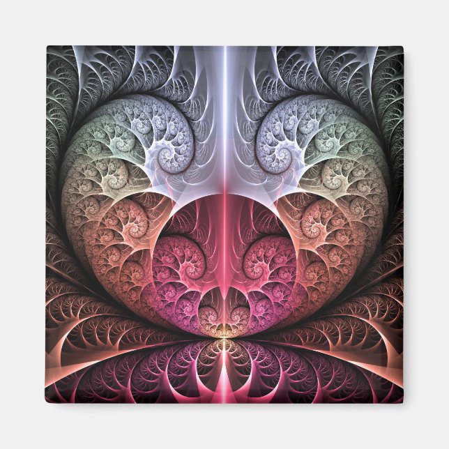 Hjärtslag, Abstrakt Surreal Fantasy Fractal Art Magnet (Framsidan)