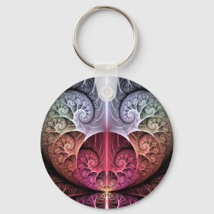 Hjärtslag, Abstrakt Surreal Fantasy Fractal Art Nyckelring