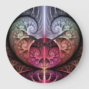 Hjärtslag, Abstrakt Surreal Fantasy Fractal Art Stor Klocka