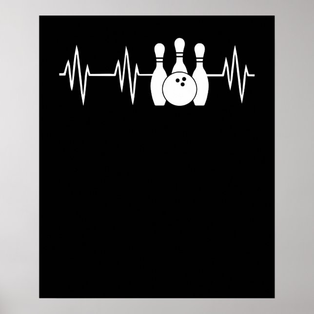Hjärtslag Bowling Heart Bowling Pin och Boll Poster (Framsidan)