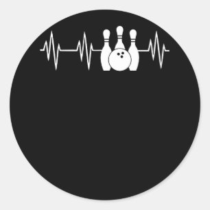 Hjärtslag Bowling Heart Bowling Pin och Boll Runt Klistermärke