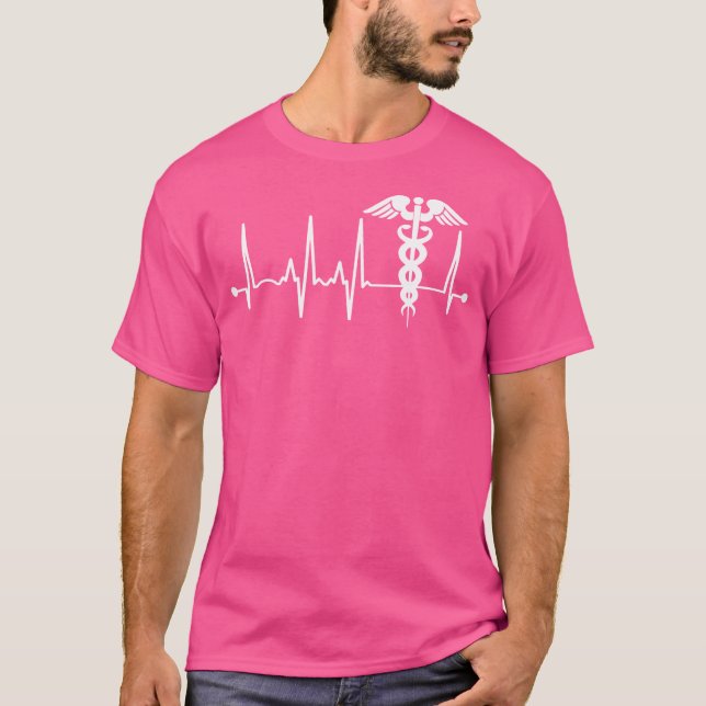 Hjärtslag Caduceus för kvinnor Manar Nurse Läkare  T Shirt (Framsida)