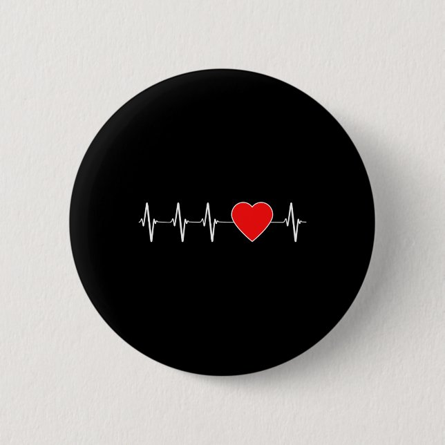 Hjärtslag Ekg Red Heart Disease Awareness M Knapp (Framsida)