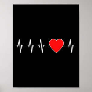 Hjärtslag Ekg Red Heart Disease Awareness M Poster