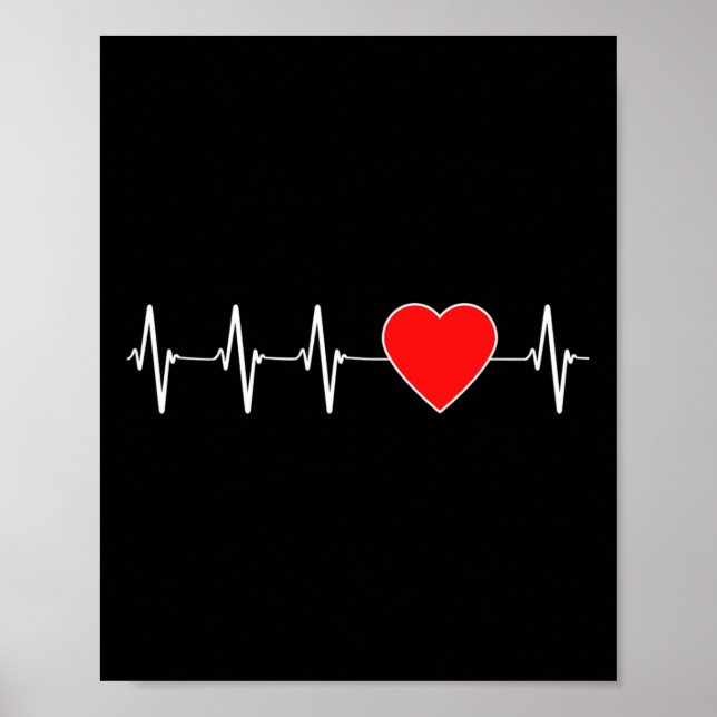 Hjärtslag Ekg Red Heart Disease Awareness M Poster (Framsidan)