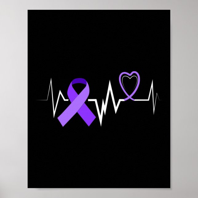 Hjärtslag Epilepsi Ribbon Epilepsi Disorder Awaren Poster (Framsidan)