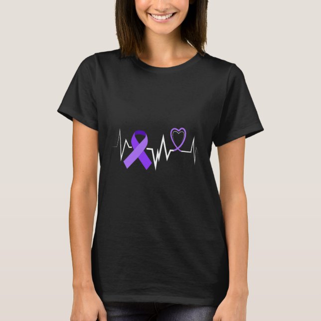 Hjärtslag Epilepsi Ribbon Epilepsi Disorder Awaren T Shirt (Framsida)
