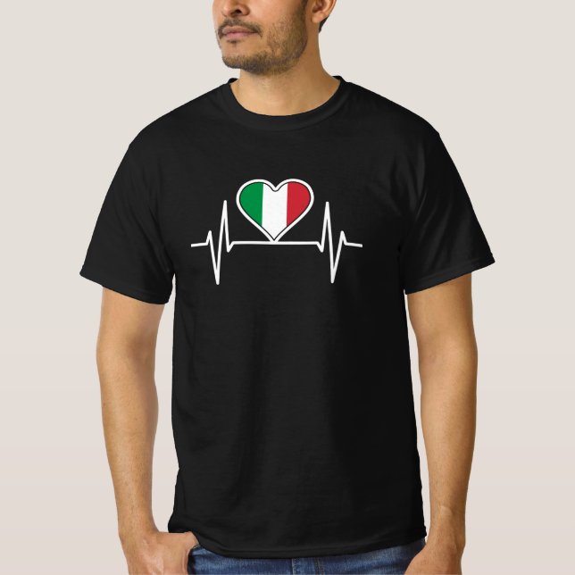 Hjärtslag för Flagga av italien T Shirt (Framsida)