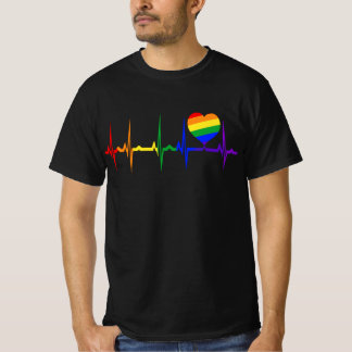 Hjärtslag för HGBTQ-Pridet Heartslag EKG Coola LGB T Shirt