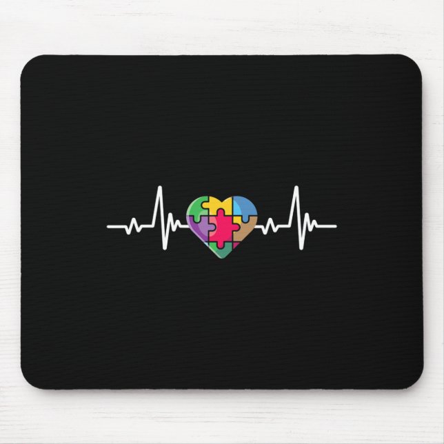 Hjärtslag Heart Puzzle Autism Awareness Musmatta (Framsidan)
